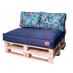Paletové sedenie Golden Garden GG71 - podsedák a vankúš 120cm x 80cm x 15cm penový granulát tmavo modrá vzor kvety 1